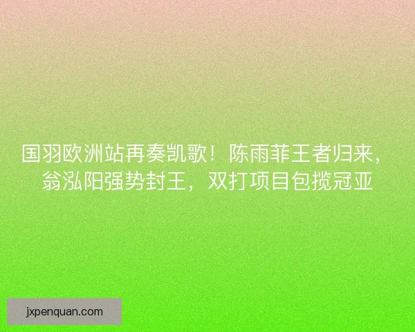 国羽欧洲站再奏凯歌！陈雨菲王者归来，翁泓阳强势封王，双打项目包揽冠亚